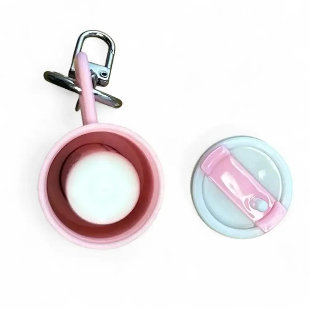 Pastel Pink Mini Keychain Tumblers Lip Balm Holders Backpacks Bottles Bag Charm